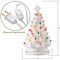 Casafield Hand Painted Ceramic Christmas Tree, White 15-Inch Pre-Lit Tree with 128 Multi Color Lights and 2 Star Toppers